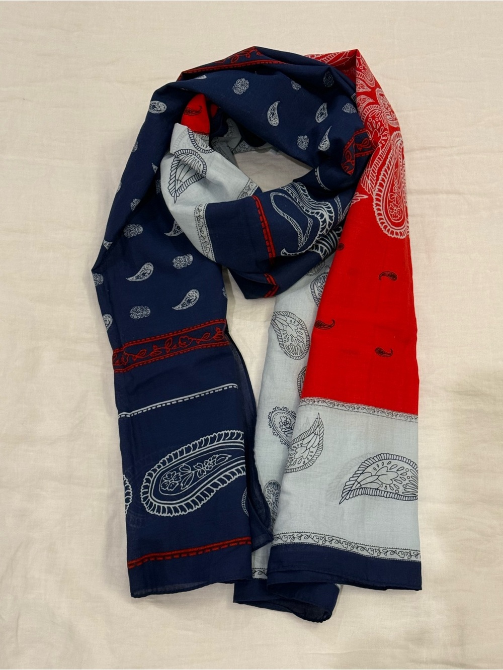 Zara Navy Scarf with Red Stripe